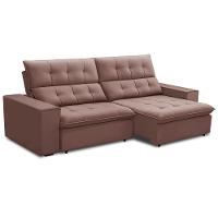 Sofá Retrátil Reclinável Para Sala 3 Lugares 250cm Vincent F04 Veludo Rosê - Lyam Decor - 1