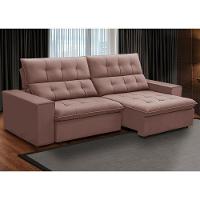 Sofá Retrátil Reclinável Para Sala 3 Lugares 250cm Vincent F04 Veludo Rosê - Lyam Decor - 2