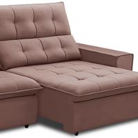 Sofá Retrátil Reclinável Para Sala 3 Lugares 250cm Vincent F04 Veludo Rosê - Lyam Decor - 6