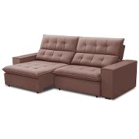 Sofá Retrátil Reclinável Para Sala 3 Lugares 250cm Vincent F04 Veludo Rosê - Lyam Decor - 7