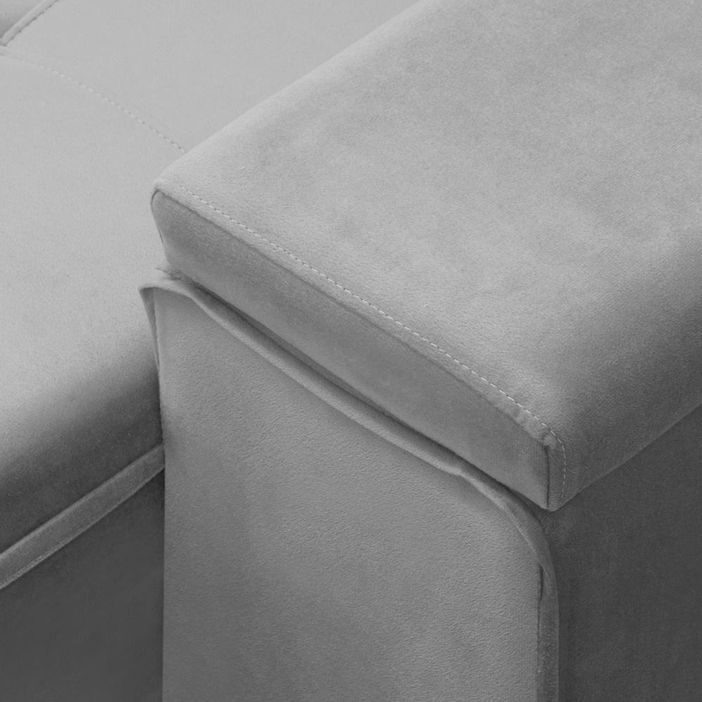 Sofá Retrátil Reclinável Para Sala 3 Lugares 250cm Niels F04 Veludo Cinza Claro - Lyam Decor - 7