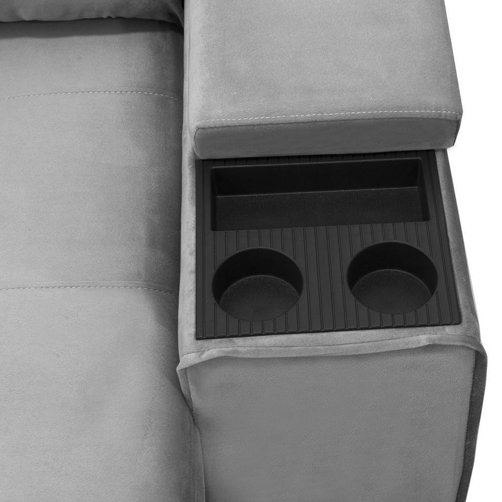 Sofá Retrátil Reclinável Para Sala 3 Lugares 250cm Niels F04 Veludo Cinza Claro - Lyam Decor - 8