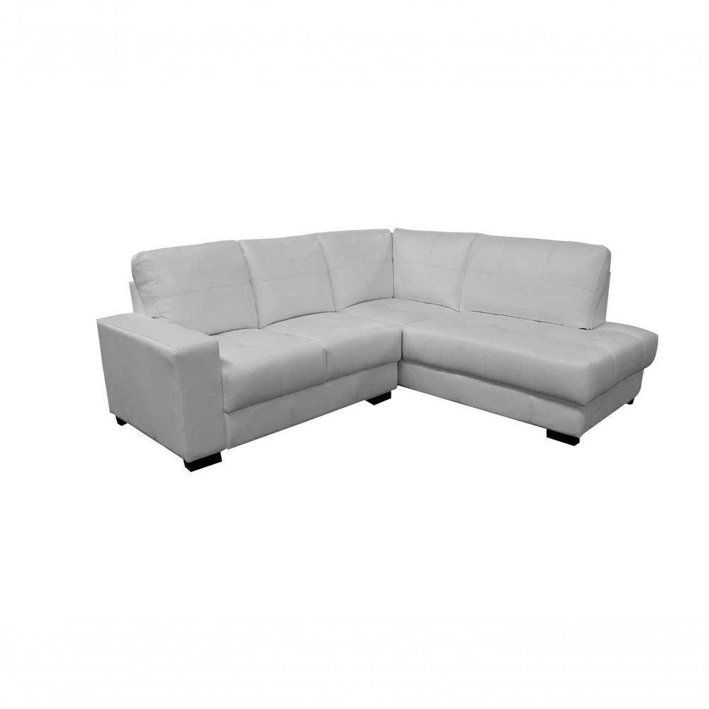 Sofá De Couro Canto Marrocos 2 Lugares Com Chaise Direita Branco Pigmentado - Mempra Design - 1