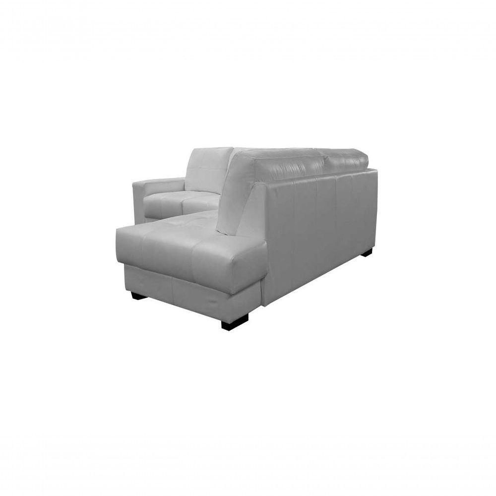 Sofá De Couro Canto Marrocos 2 Lugares Com Chaise Direita Branco Pigmentado - Mempra Design - 5