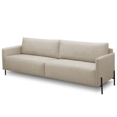 Sofá 3 Lugares Para Sala De Estar Living 204cm Industrial Italy F04 Linho Cinza Claro - Lyam Decor