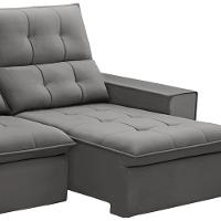 Sofá Retrátil Reclinável Para Sala 3 Lugares 230cm Vincent F04 Veludo Cinza Claro - Lyam Decor - 6