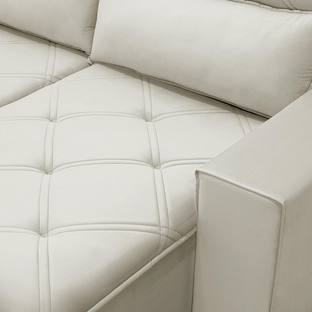 Sofá Retrátil Reclinável Para Sala 4 Lugares 290cm Aires F04 Veludo Bege - Lyam Decor - 6