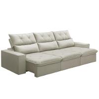 Sofá Retrátil Reclinável Para Sala 4 Lugares 290cm Aires F04 Veludo Bege - Lyam Decor - 1