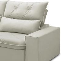 Sofá Retrátil Reclinável Para Sala 4 Lugares 290cm Aires F04 Veludo Bege - Lyam Decor - 7