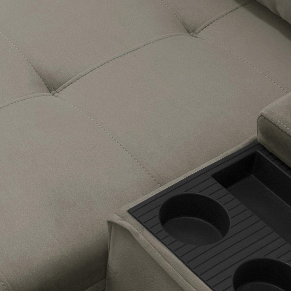 Sofá Retrátil Reclinável Para Sala 3 Lugares 230cm Niels F04 Veludo Marrom Claro - Lyam Decor - 10