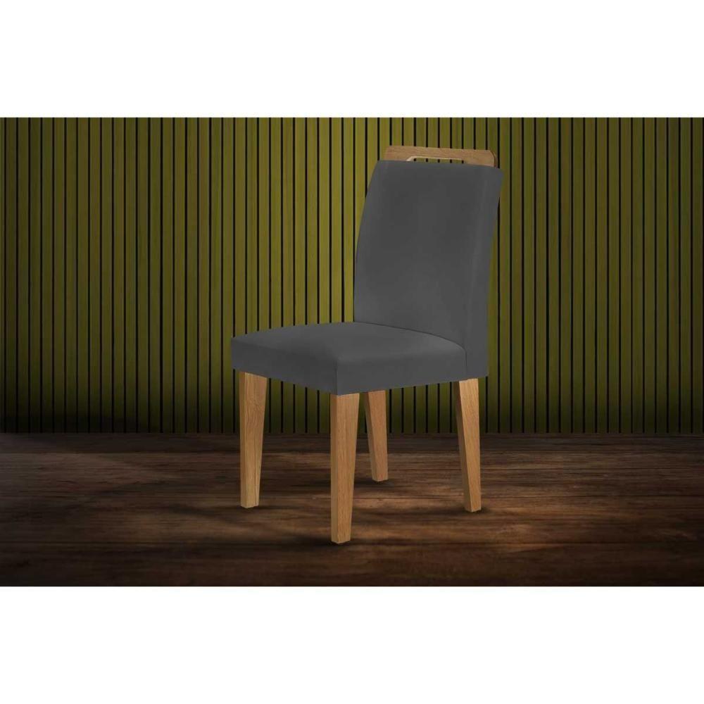 Kit 2 Cadeiras De Cozinha Athenas Madeira Capuccino-suede Grafite - Rufato - 1