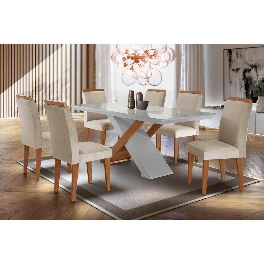 Kit 2 Cadeiras De Cozinha Athenas Madeira Capuccino-suede Grafite - Rufato - 5