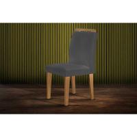 Kit 2 Cadeiras De Cozinha Athenas Madeira Capuccino-suede Grafite - Rufato - 1