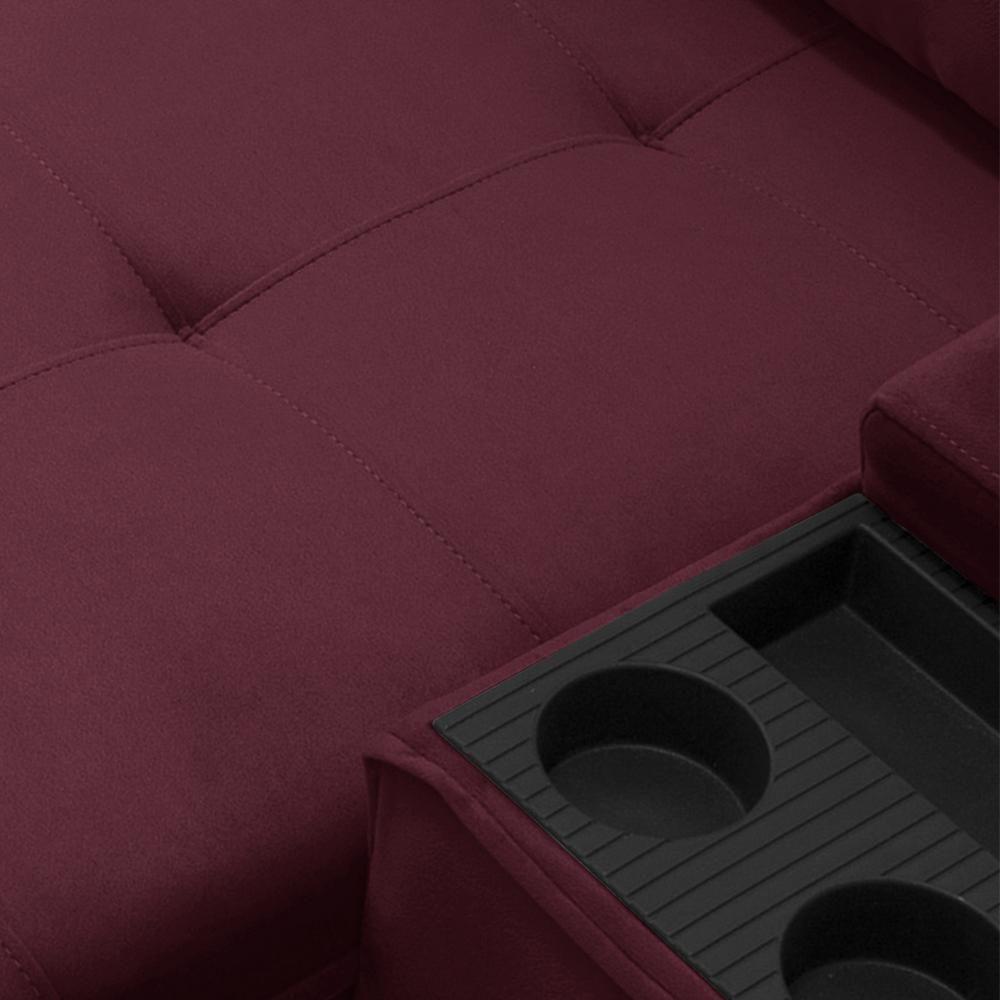 Sofá Retrátil Reclinável Para Sala 3 Lugares 230cm Niels F04 Veludo Vermelho - Lyam Decor - 9