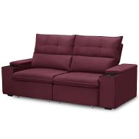 Sofá Retrátil Reclinável Para Sala 3 Lugares 230cm Niels F04 Veludo Vermelho - Lyam Decor - 6