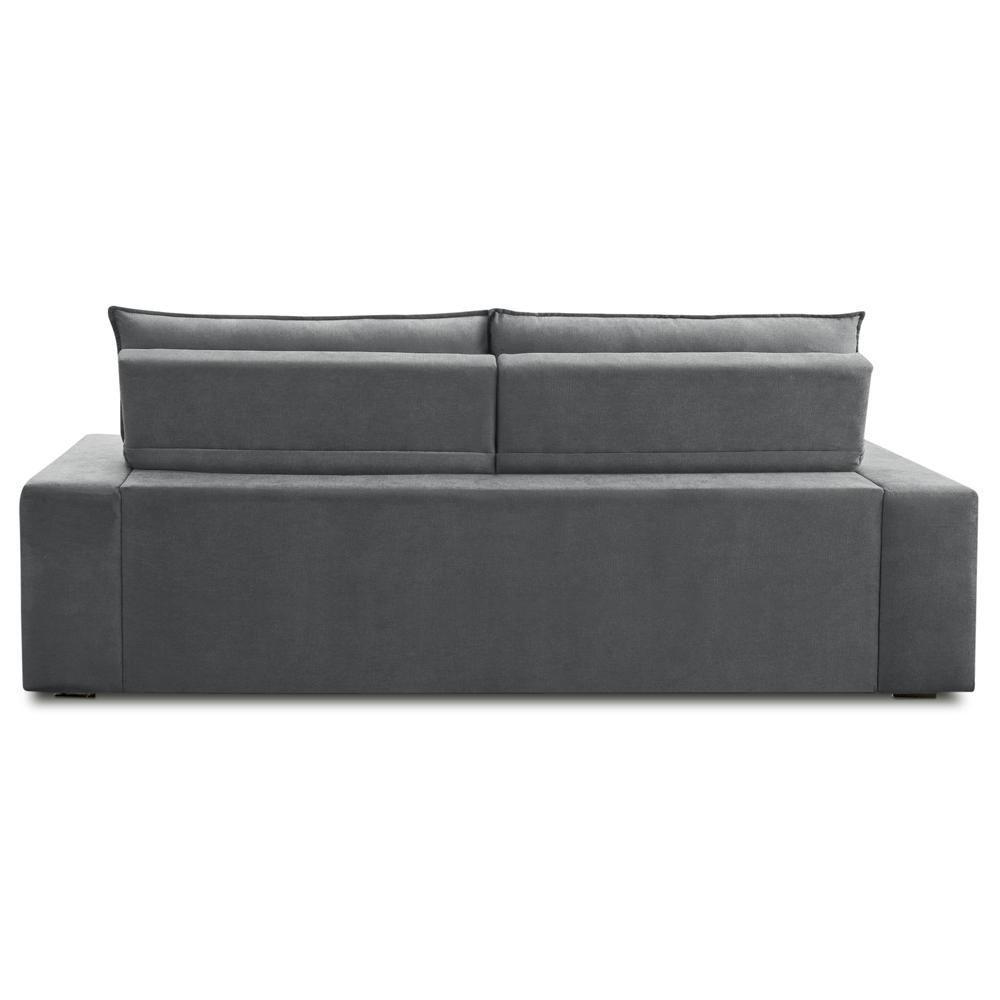 Sofá Retrátil Reclinável Para Sala 3 Lugares 220cm Neruda F04 Veludo Cinza Escuro - Lyam Decor - 5