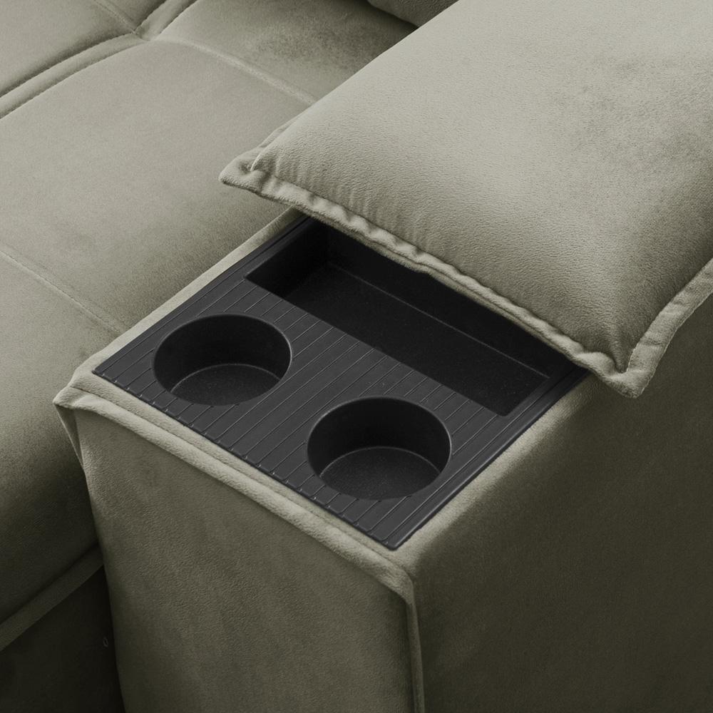 Sofá Retrátil Reclinável Para Sala 3 Lugares 210cm Zayn F04 Veludo Marrom Claro - Lyam Decor - 10