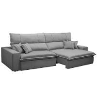 Sofá Retrátil Reclinável Para Sala 3 Lugares 250cm Aisha F04 Veludo Cinza Claro - Lyam Decor - 1