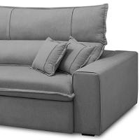 Sofá Retrátil Reclinável Para Sala 3 Lugares 250cm Aisha F04 Veludo Cinza Claro - Lyam Decor - 7