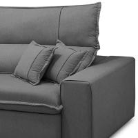 Sofá Retrátil Reclinável Para Sala 3 Lugares 250cm Aisha F04 Veludo Cinza Escuro - Lyam Decor - 7