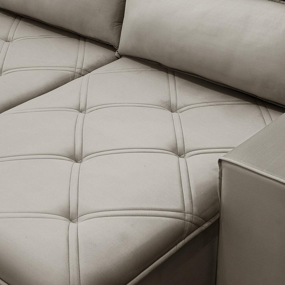 Sofá Retrátil Reclinável Para Sala 3 Lugares 230cm Aires F04 Veludo Marrom Claro - Lyam Decor - 3