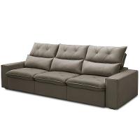 Sofá Retrátil Reclinável Para Sala 3 Lugares 230cm Aires F04 Veludo Marrom Claro - Lyam Decor - 6