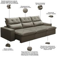 Sofá Retrátil Reclinável Para Sala 3 Lugares 230cm Aires F04 Veludo Marrom Claro - Lyam Decor - 9