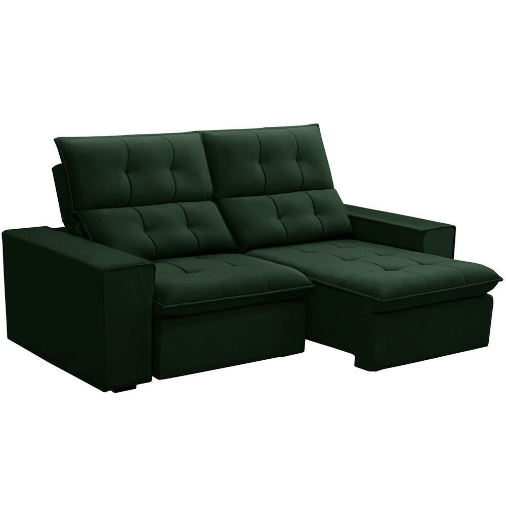 Sofá Retrátil Reclinável Para Sala 3 Lugares 230cm Vincent F04 Veludo Verde - Lyam Decor - 1