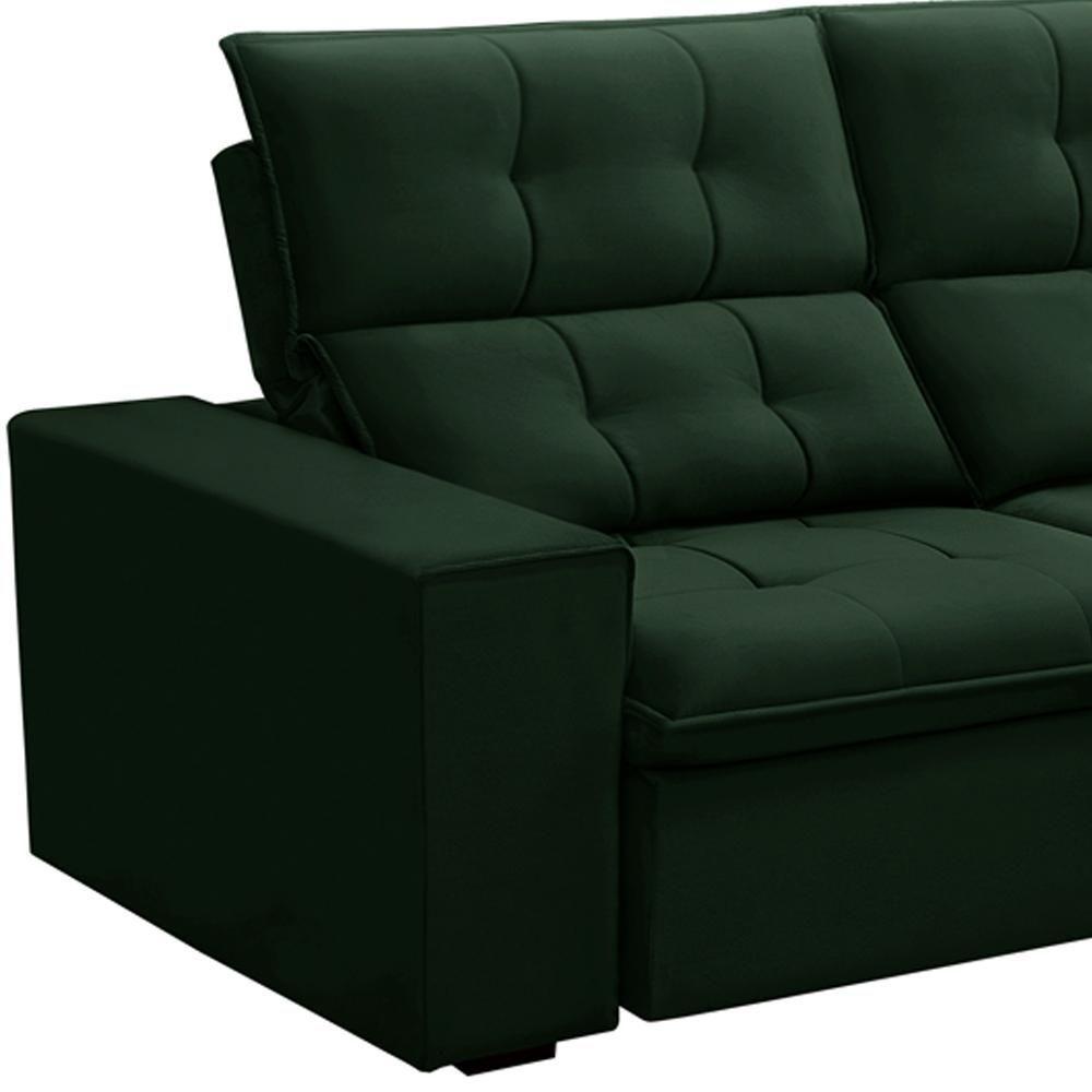 Sofá Retrátil Reclinável Para Sala 3 Lugares 230cm Vincent F04 Veludo Verde - Lyam Decor - 5