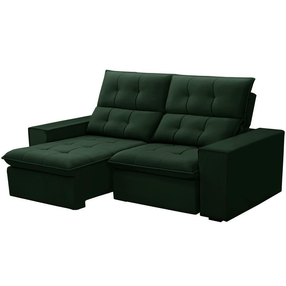Sofá Retrátil Reclinável Para Sala 3 Lugares 230cm Vincent F04 Veludo Verde - Lyam Decor - 6