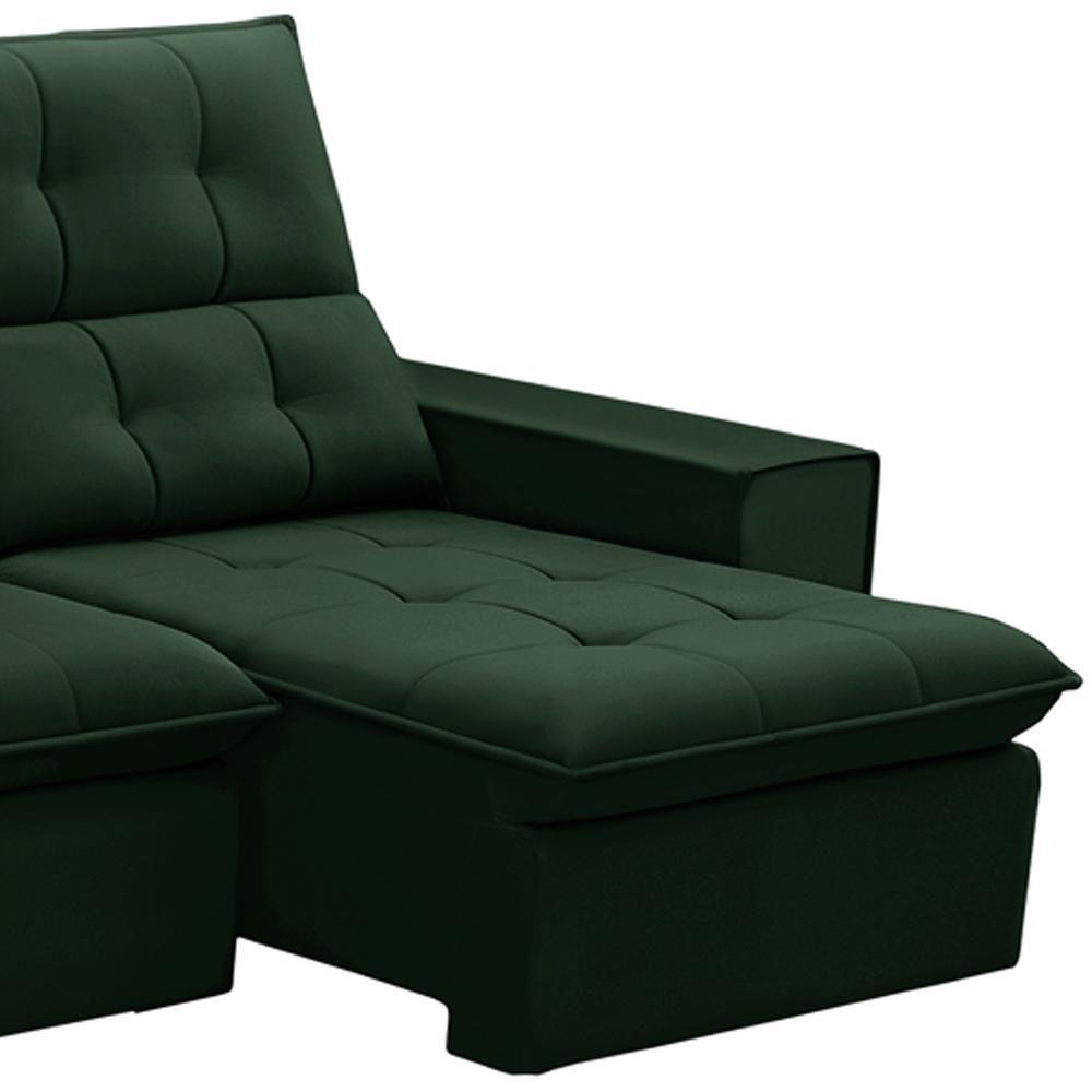 Sofá Retrátil Reclinável Para Sala 3 Lugares 230cm Vincent F04 Veludo Verde - Lyam Decor - 7
