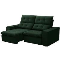 Sofá Retrátil Reclinável Para Sala 3 Lugares 230cm Vincent F04 Veludo Verde - Lyam Decor - 6