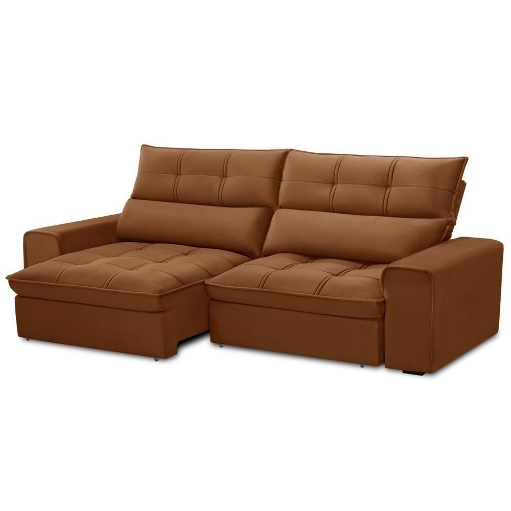 Sofá Retrátil Reclinável Para Sala 3 Lugares 230cm Asaph F04 Veludo Terracota - Lyam Decor - 5