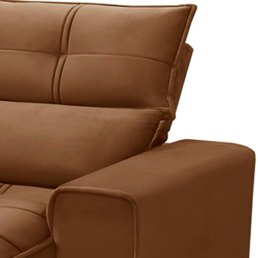 Sofá Retrátil Reclinável Para Sala 3 Lugares 230cm Asaph F04 Veludo Terracota - Lyam Decor - 7
