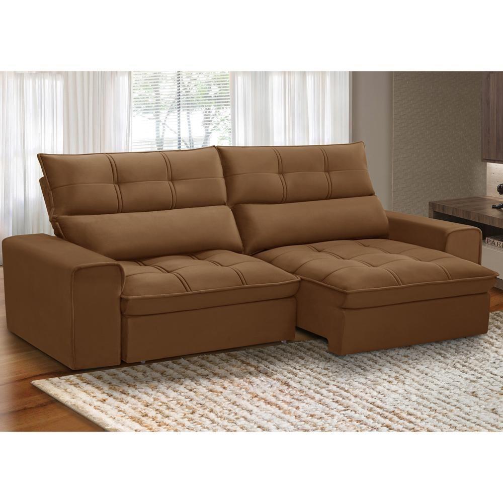 Sofá Retrátil Reclinável Para Sala 3 Lugares 230cm Asaph F04 Veludo Terracota - Lyam Decor - 10