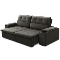 Sofá Retrátil Reclinável Para Sala 3 Lugares 210cm Zayn F04 Veludo Marrom Escuro - Lyam Decor - 6