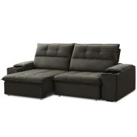 Sofá Retrátil Reclinável Para Sala 3 Lugares 210cm Zayn F04 Veludo Marrom Escuro - Lyam Decor - 7