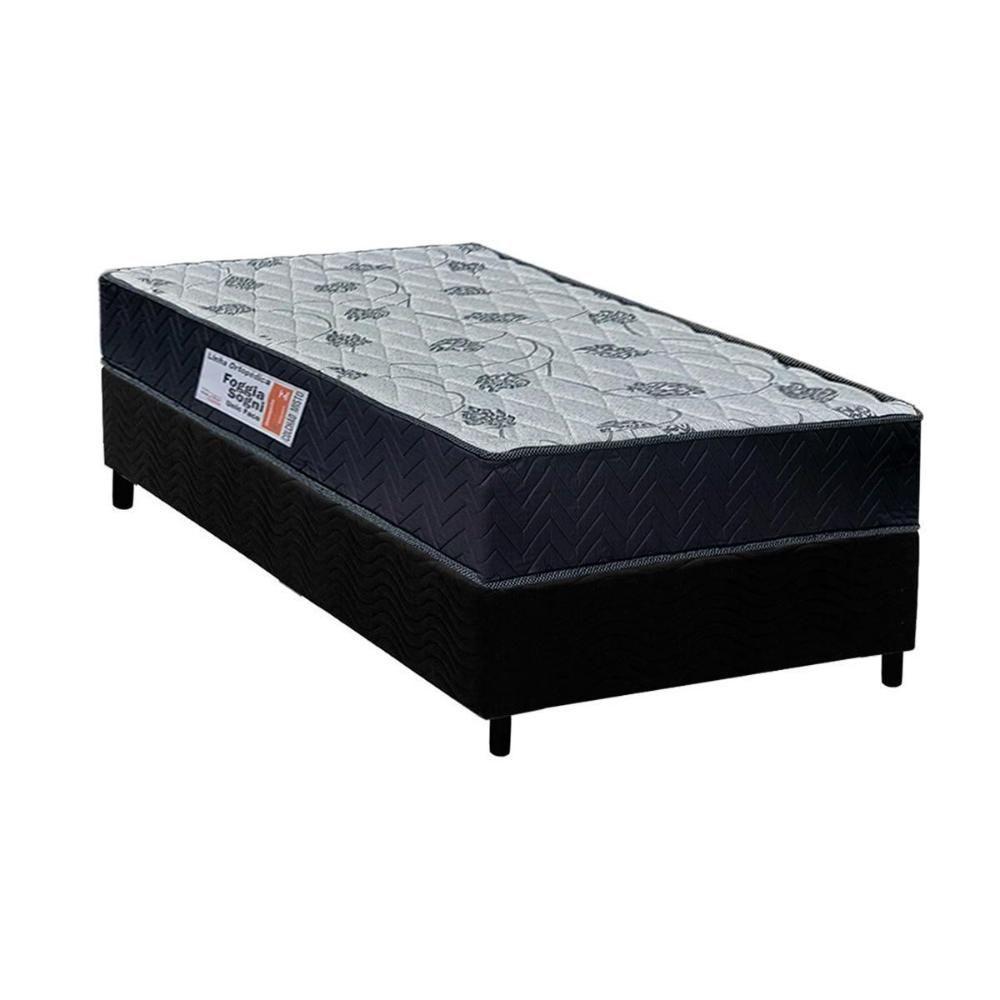 Cama Box Solteiro: Colchão Ortopédico Orthoflex Foggia Sogni Unic Face + Base CRC Suede Black(88x188) - 1