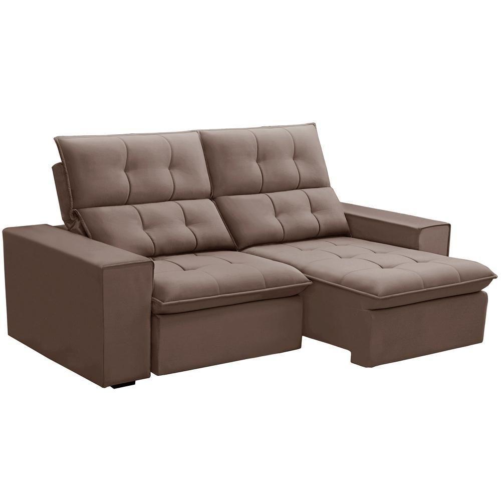 Sofá Retrátil Reclinável Para Sala 3 Lugares 210cm Vincent F04 Veludo Rosê - Lyam Decor - 1