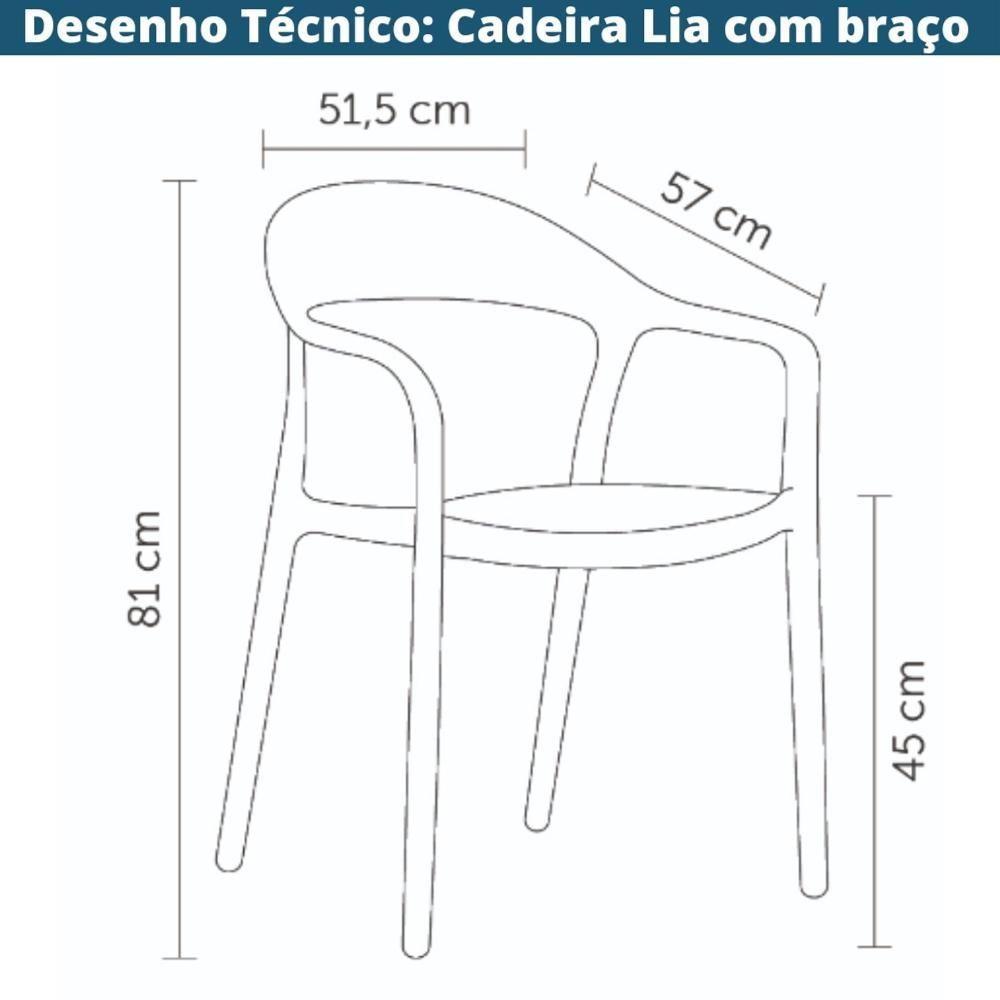 Kit 4 Cadeiras Com Braço Lia Rivatti Polipropileno Preto Assento Simulando Rattan Bege Proteção Uv - 3