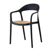 Kit 4 Cadeiras Com Braço Lia Rivatti Polipropileno Preto Assento Simulando Rattan Bege Proteção Uv - 2