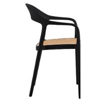 Kit 4 Cadeiras Com Braço Lia Rivatti Polipropileno Preto Assento Simulando Rattan Bege Proteção Uv - 5