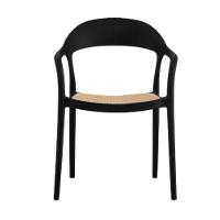 Kit 4 Cadeiras Com Braço Lia Rivatti Polipropileno Preto Assento Simulando Rattan Bege Proteção Uv - 6