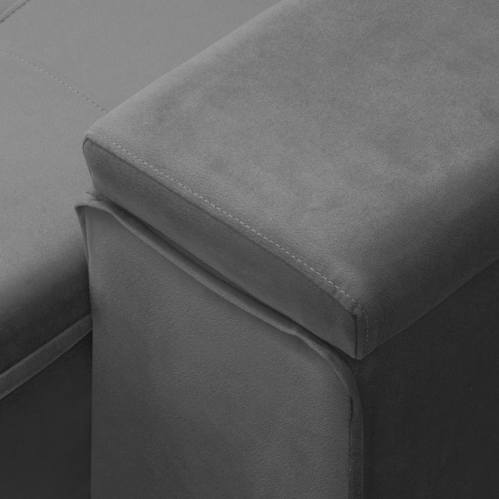 Sofá Retrátil Reclinável Para Sala 4 Lugares 270cm Niels F04 Veludo Cinza Escuro - Lyam Decor - 8