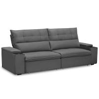 Sofá Retrátil Reclinável Para Sala 4 Lugares 270cm Niels F04 Veludo Cinza Escuro - Lyam Decor - 1