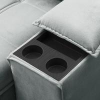 Sofá Retrátil Reclinável Para Sala 3 Lugares 250cm Zayn F04 Veludo Cinza Claro - Lyam Decor - 8