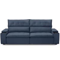 Sofá Retrátil Reclinável Para Sala 3 Lugares 250cm Niels F04 Veludo Azul - Lyam Decor