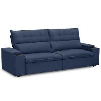Sofá Retrátil Reclinável Para Sala 3 Lugares 250cm Niels F04 Veludo Azul - Lyam Decor - 7