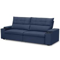 Sofá Retrátil Reclinável Para Sala 3 Lugares 250cm Niels F04 Veludo Azul - Lyam Decor - 9