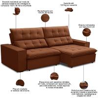 Sofá Retrátil Reclinável Para Sala 3 Lugares 250cm Vincent F04 Veludo Terracota - Lyam Decor - 3